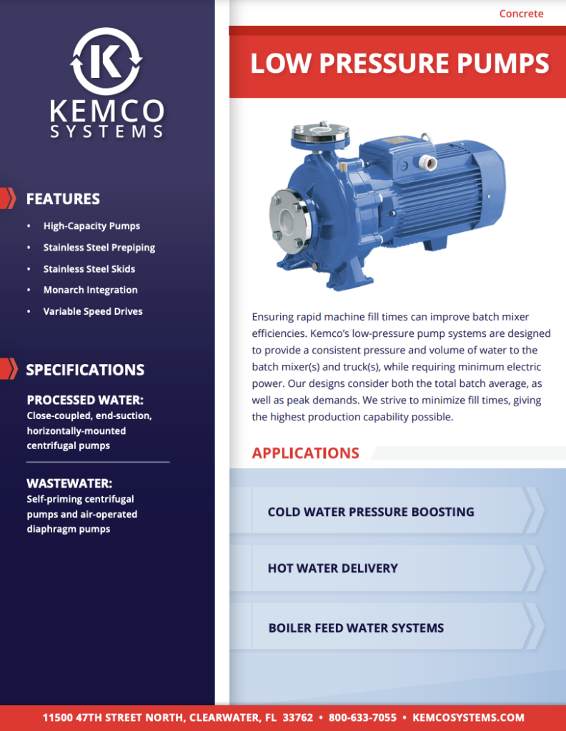 low pressure pump data sheet